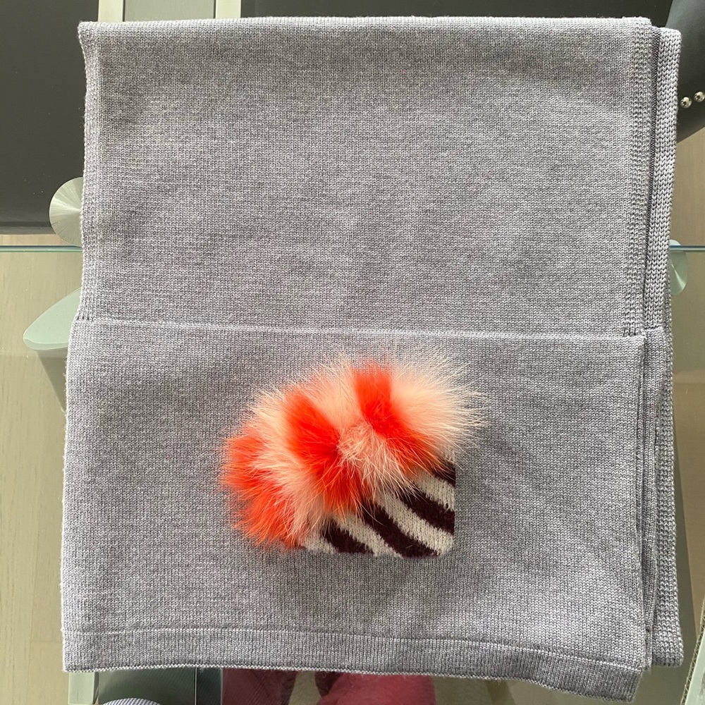 FENDI wool scarf with fox fur details